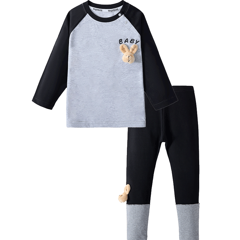 MQDMINI Girls' Outfit Set, 5A Antibacterial Children's T-Shirt And Leggings Two-Piece Set, Baby Clothes, Baobei Rabbit