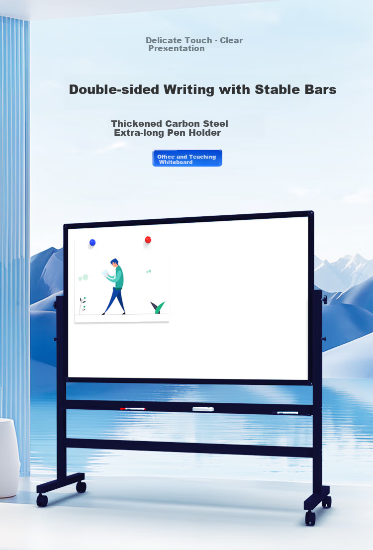 BBNEW Premium High-End 90*180cm Whiteboard Writing Board with Stand, Double-Sided Writing, Movable, Height Adjustable, Flip-Top Children's Blackboard for Office Meetings, Home Use, Teaching And Training V-D 1