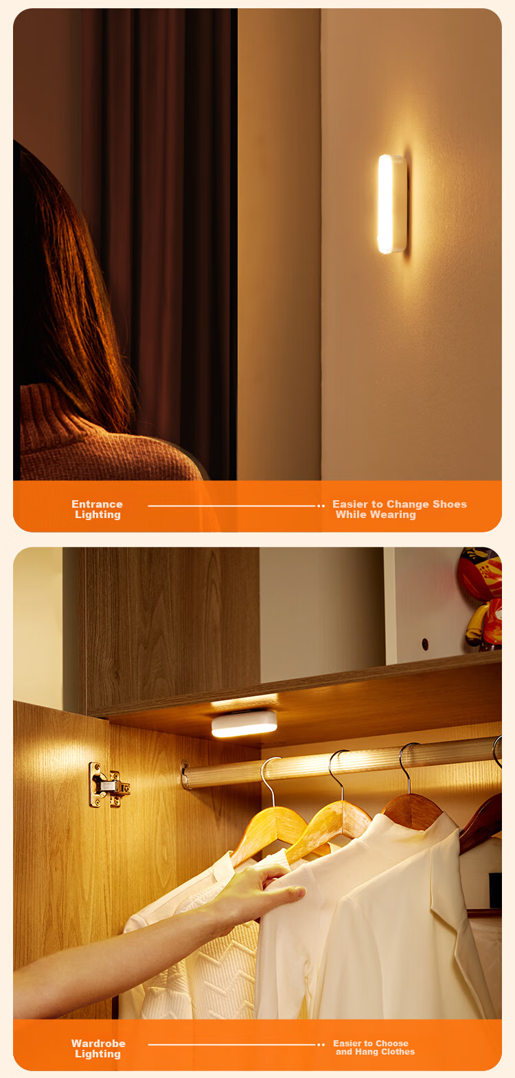 BULL LED Cool Light MC-A003E Bedside Wardrobe Strip Night Light, Sensor Version, 3000K, Length 100mm 6
