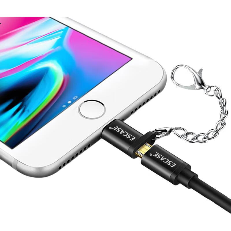 Переходник ESCASE Micro USB на Lightning для iPhone/iPad, OTG, черный