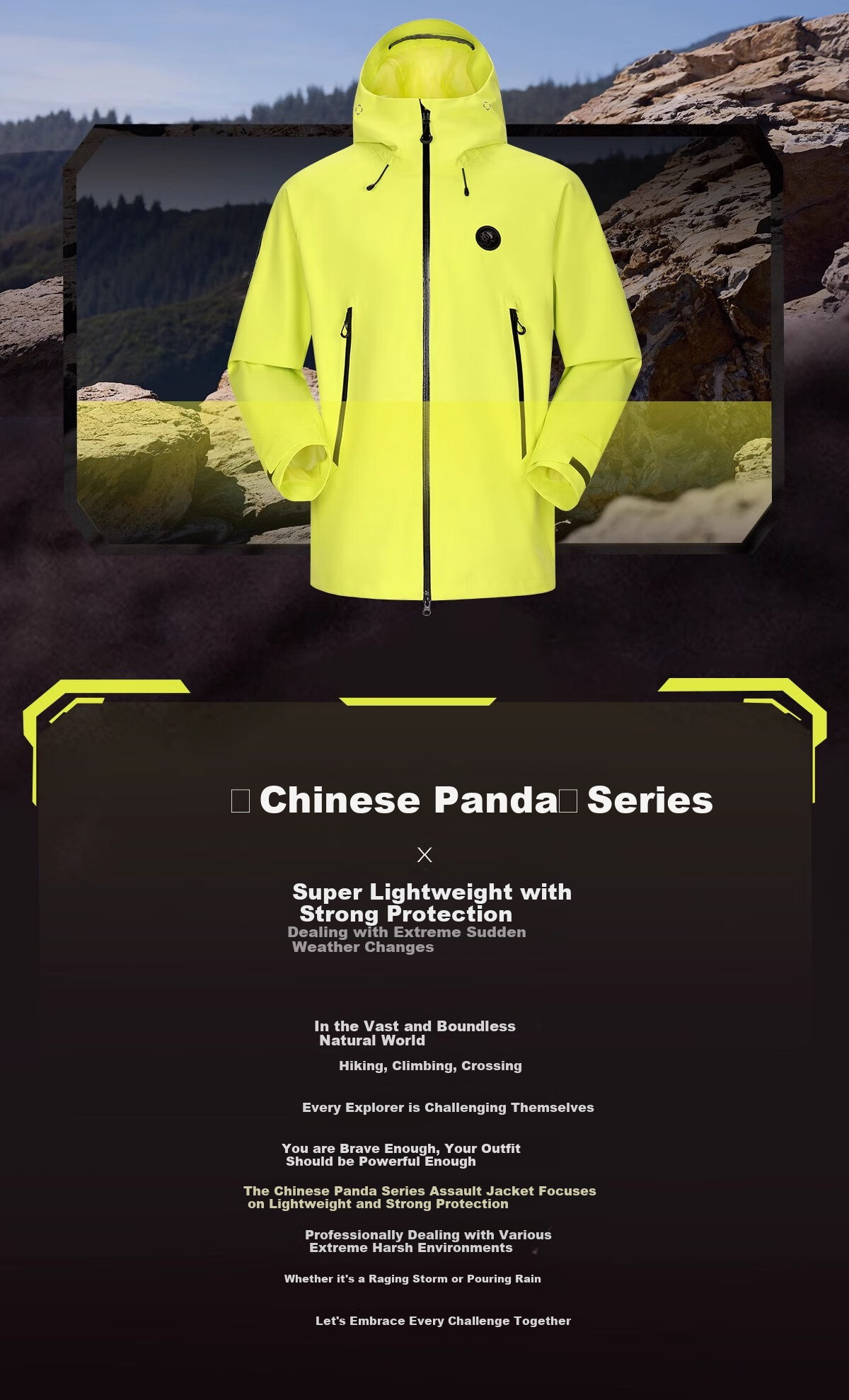 CAMEL Panda Series Hard Shell Jacket for Men And Women, Triple Protection Outdoor Mountaineering Coat Cycling Outerwear A35BA6B113 3XL 3