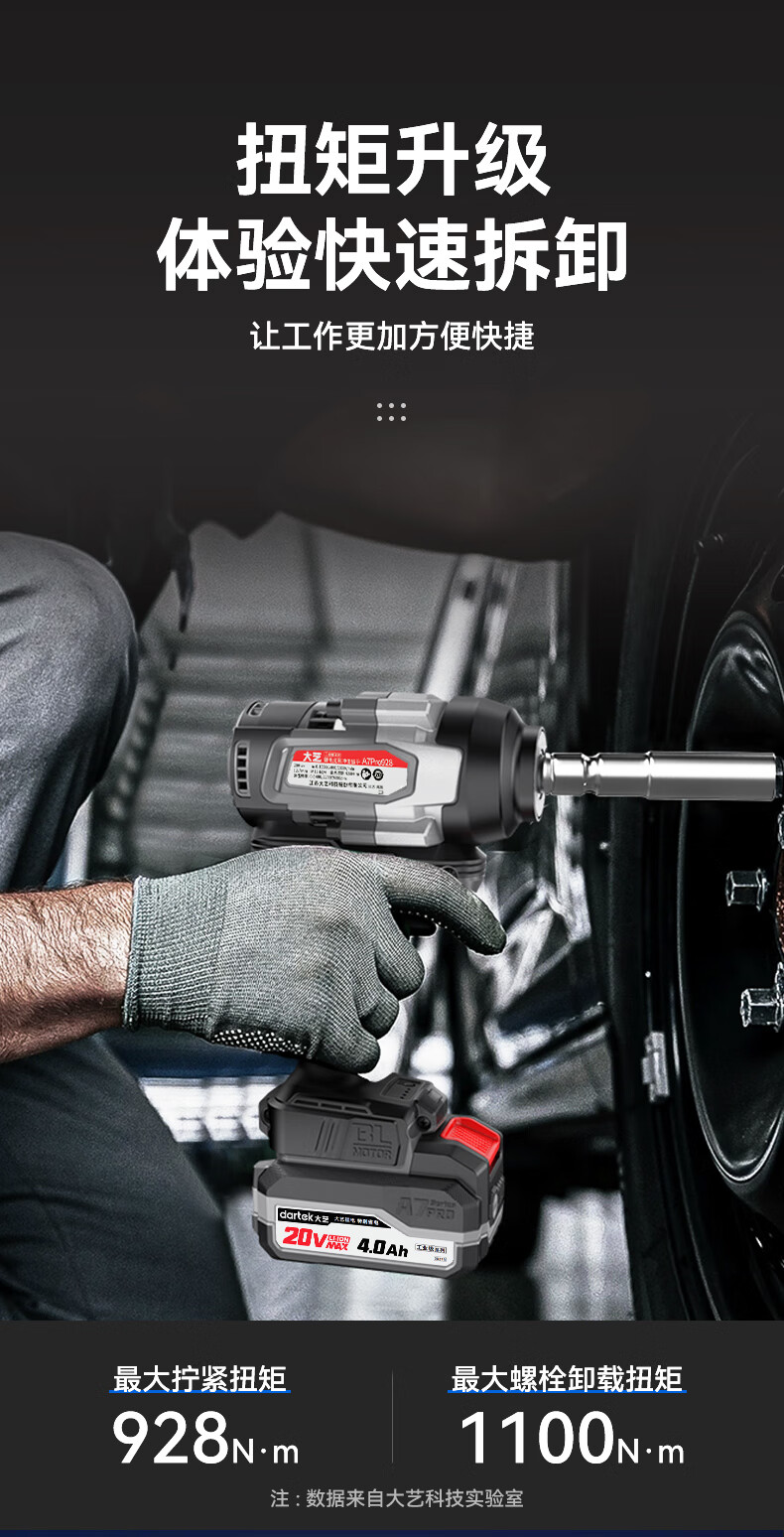 Dayi Electric Wrench High Torque 928N Industrial Grade 20V Lithium Battery Brushless Impact Wrench A7Pro928 Bare Tool 9