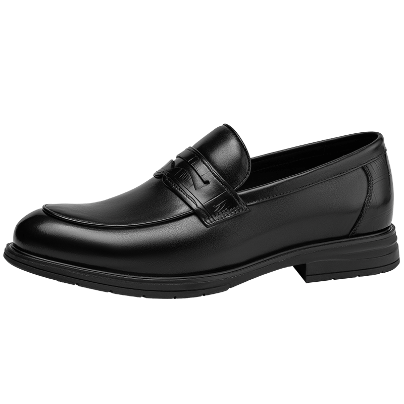 Aokang Men's Shoes, Autumn New Style Loafers, Business Breathable Formal Leather Shoes, Comfortable Driving Men's Shoes, Black, Size 40
