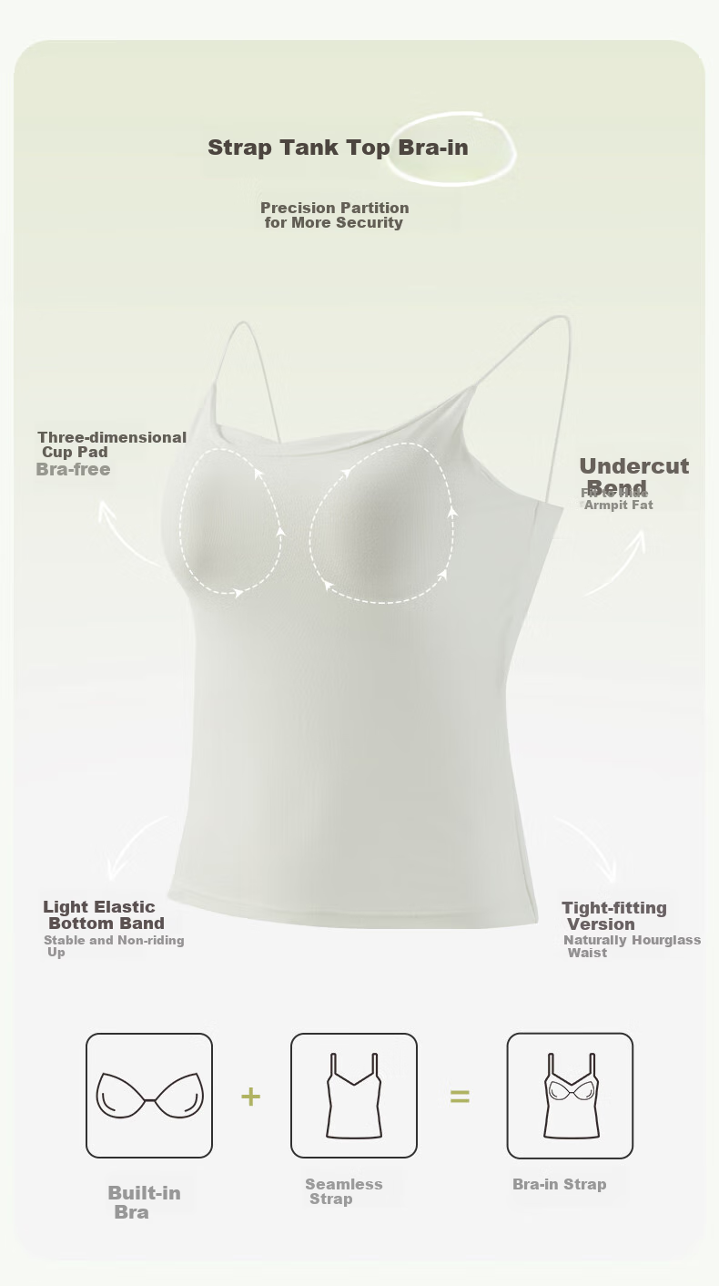 MiiOW Women's White Camisole Tank Top [Deep U-Back Design], Summer Padded Vest with Chest Pads, Suitable for Outer Wear Or As Undershirt 4