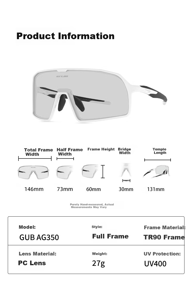 GUB Cycling Glasses, Anti-Glare, Photochromic, Day And Night Use, for Men And Women, Eye Protection, Road Bike, Myopia, Windproof, Sandproof 14