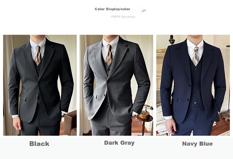 Ayoupang Large Size Suit Set for Men, Professional Commute Formal Wear, Groom And Groomsman Wedding Two-Piece Suit, Dark Gray, 2XL 3