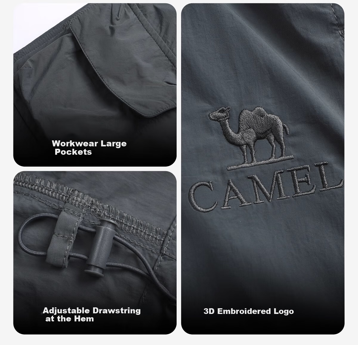 CAMEL [Wang Junkai's Choice] Outdoor Quick-Dry Long Pants for Men And Women, Summer 2025 Workwear Paratrooper Pants, Cool-Feeling Sports Pants M 25