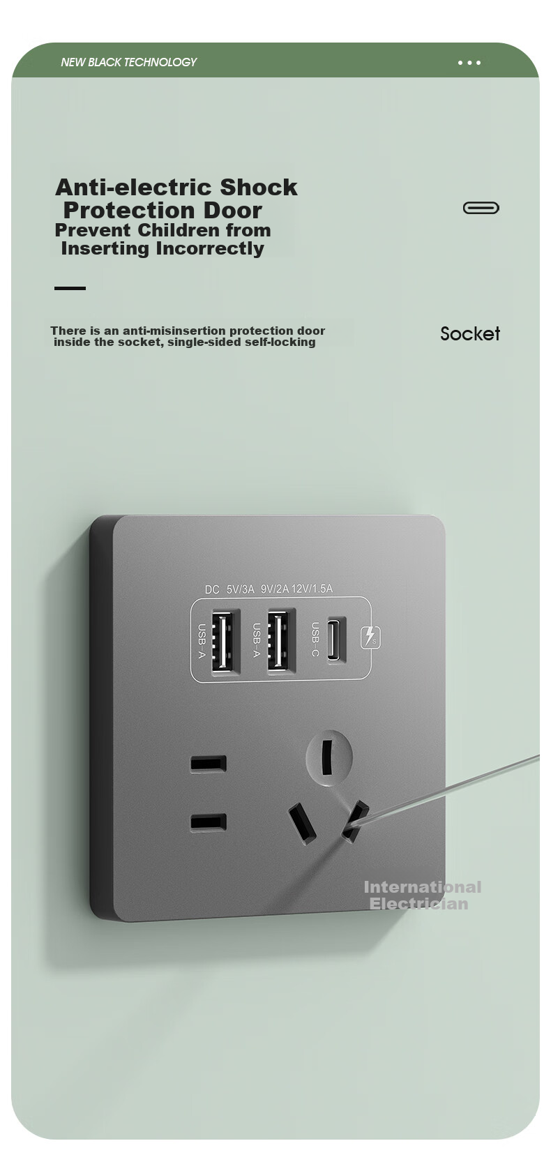 FDD Concealed 86-Type 20W Fast Charging USB Socket Switch Panel Wall-Mounted Mobile Phone Charging Type-C Home Five-Hole Five-Hole 20W Fast Charging USB+typeC (White) 4