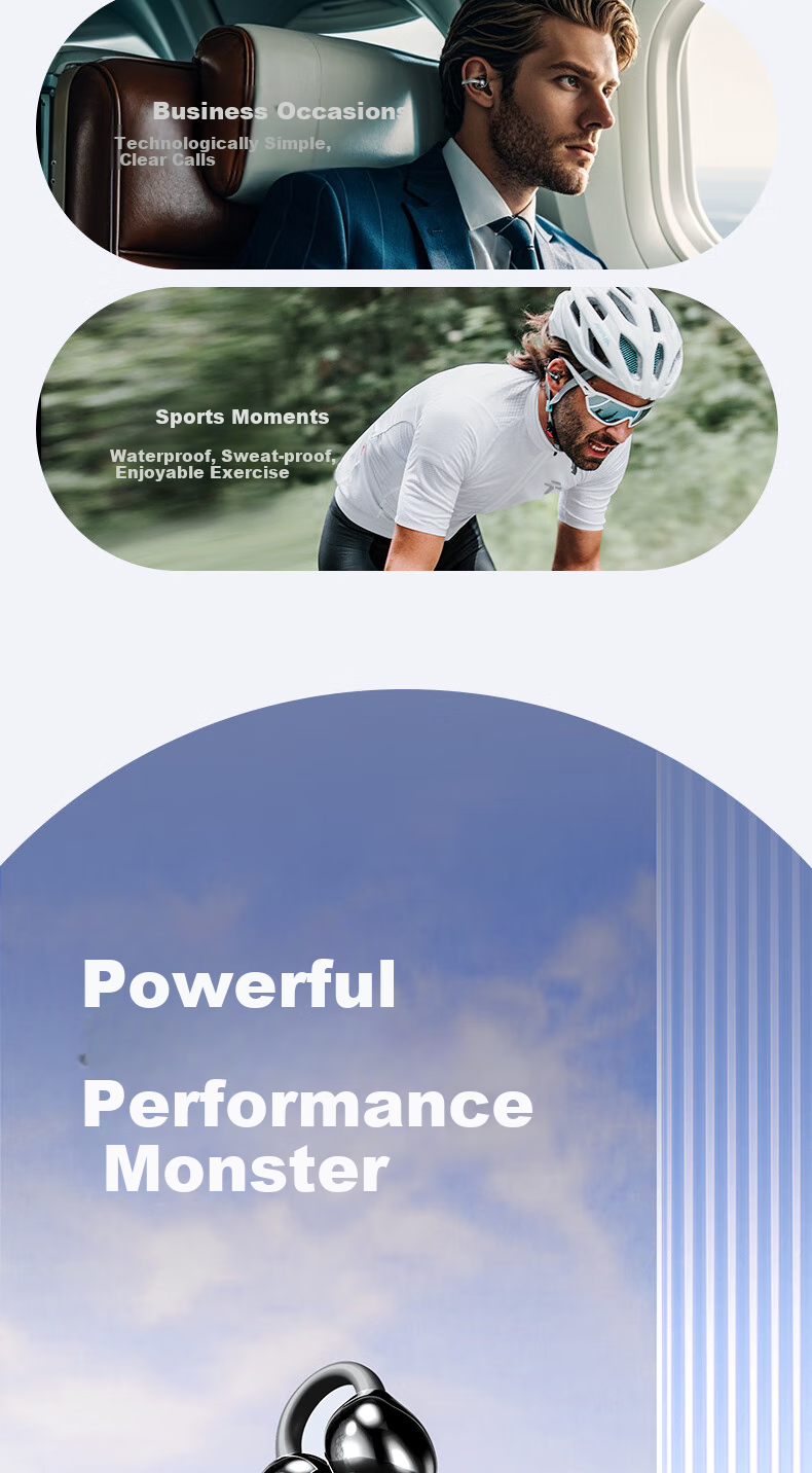 CLAISON Bluetooth Headphones 2025 New Clip-On Wireless Open-Bone Conduction Concept, Running Sports Call Noise Reduction Ear-Hook Suitable for Huawei Xiaomi Apple, M91-Starry Purple 9