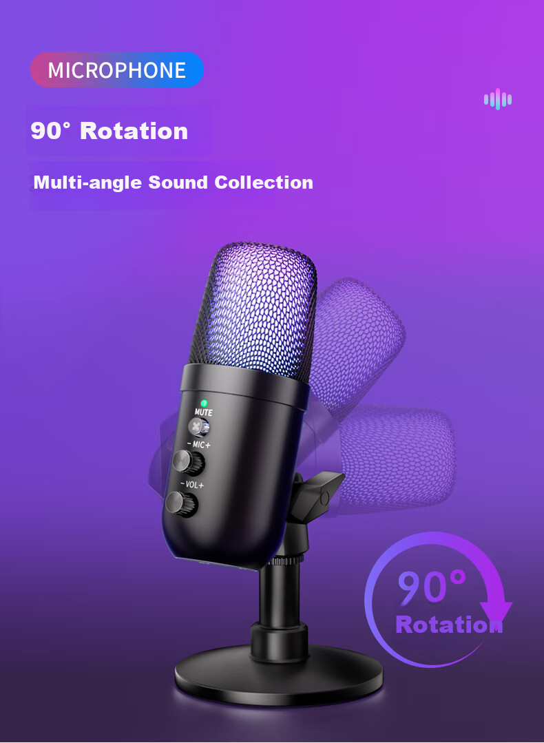Haomuren Suspended Arm Stand Computer Microphone, USB Desktop Noise-Cancelling Microphone, Gaming E-Sports Live Streaming Condenser Mic for Desktop And Laptop Recording, Karaoke, Streamer Voice-Over Equipment 11