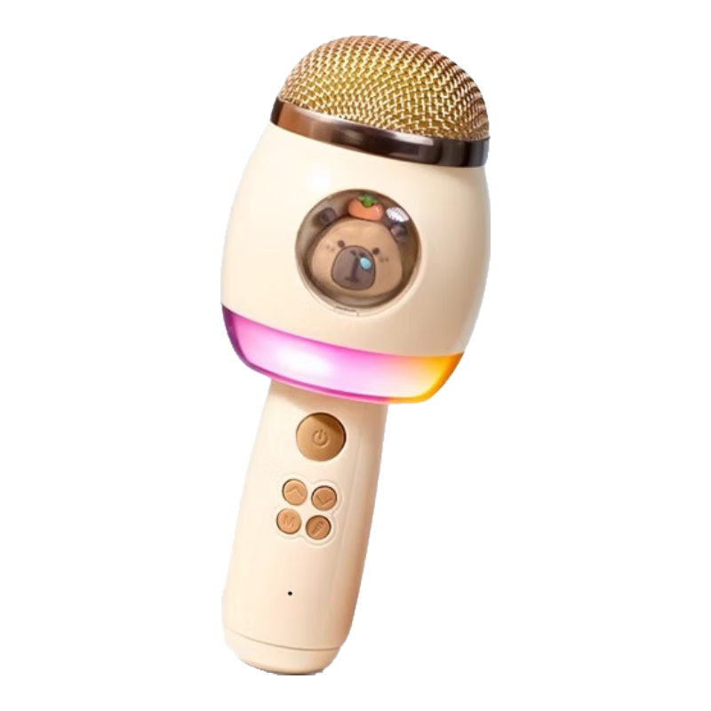 Leleyu Children's Microphone Toy 3-6 Years Bluetooth Speaker All-in-One Boys Girls Birthday Gift Brown Capybara