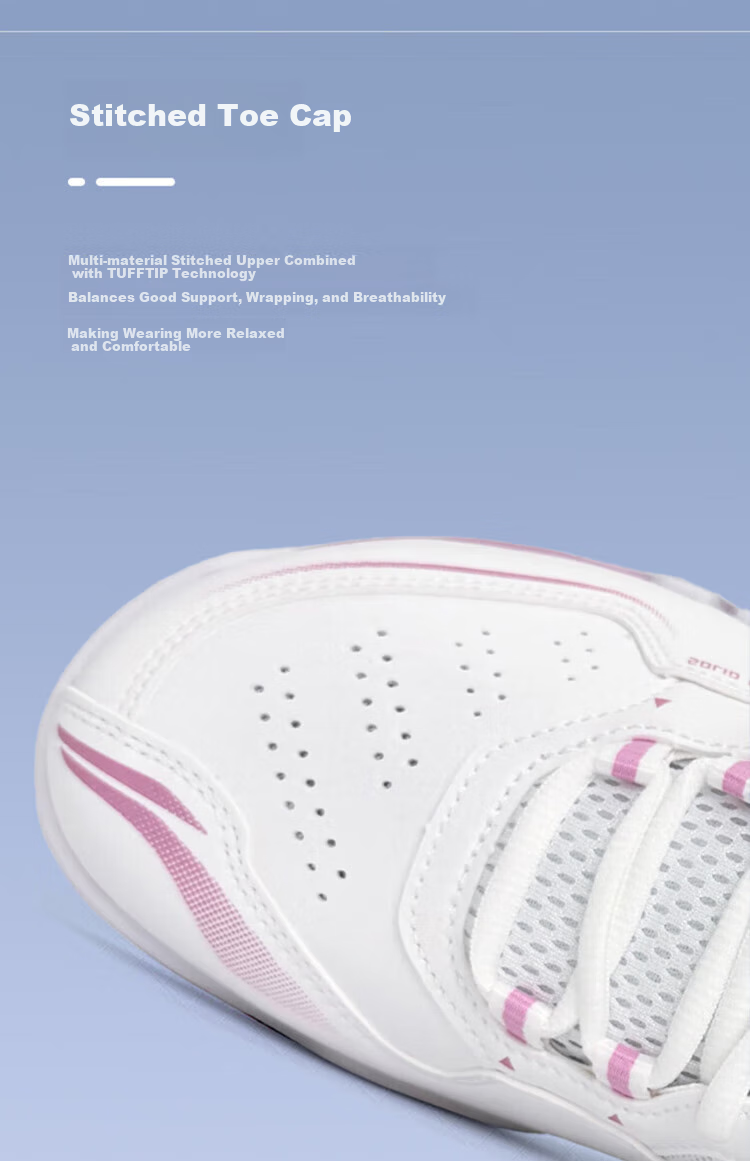 Li-Ning Badminton Shoes, Didi Feixing 3 Lite Breathable Sneakers AYTV003, Standard White/rose Red, Size 42 5