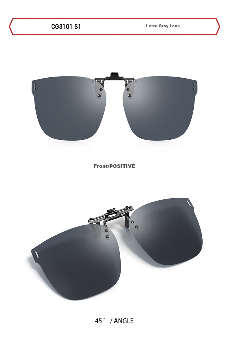 CHAINGO Clip-On Sunglasses for Nearsighted People, Flip-Up Polarized Sunglasses, Portable High-Definition Outdoor UV Protection Driving Glasses for Me 12