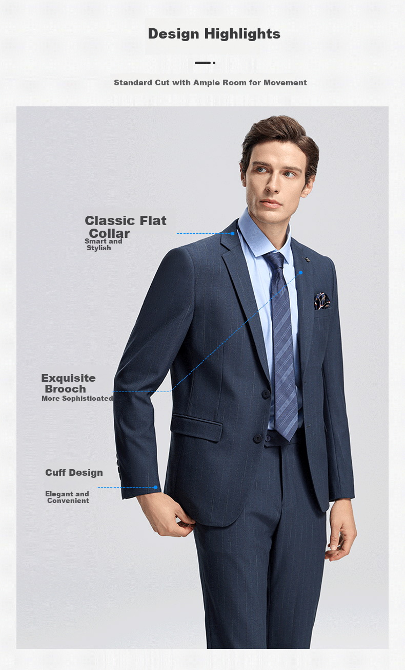 SHANSHAN High-End Suit Set for Men, Wrinkle-Resistant Blazer, Business Formal Wear for Weddings And Events, Father's Outfit, 2-Piece Set 2
