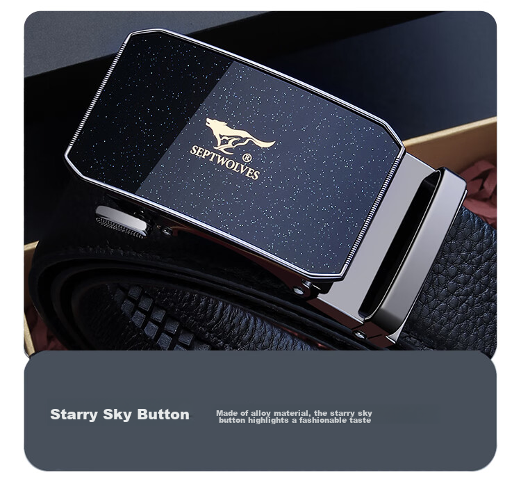SEPTWOLVES Men's Leather Belt, Flyco Shaver Gift Box, Waistband, Anniversary Birthday Gift for Husband Boyfriend Father 12