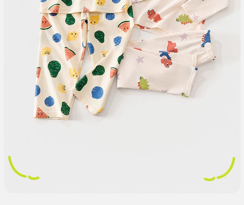 Mianqixiong Children's Autumn Winter Cotton Antibacterial Pajama Set Girls Homewear Baby Thermal Underwear Boys Air Conditioning Suit - 100 2