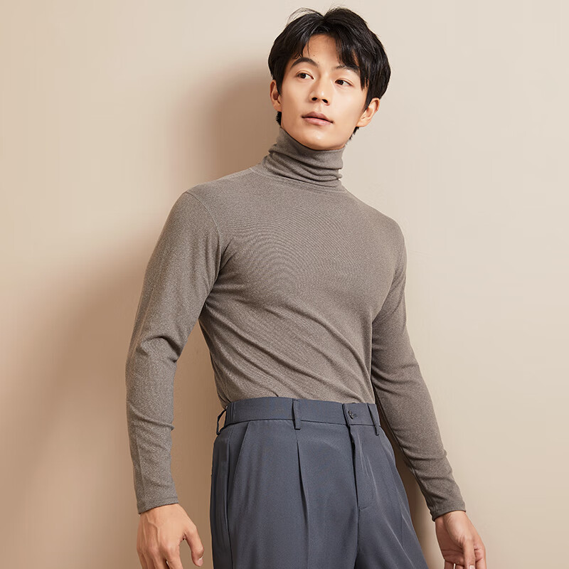 Langsha Men's Slim Fit Turtleneck Base Shirt Autumn Winter New British Style Versatile High-End Youth Warm Thermal Top 8