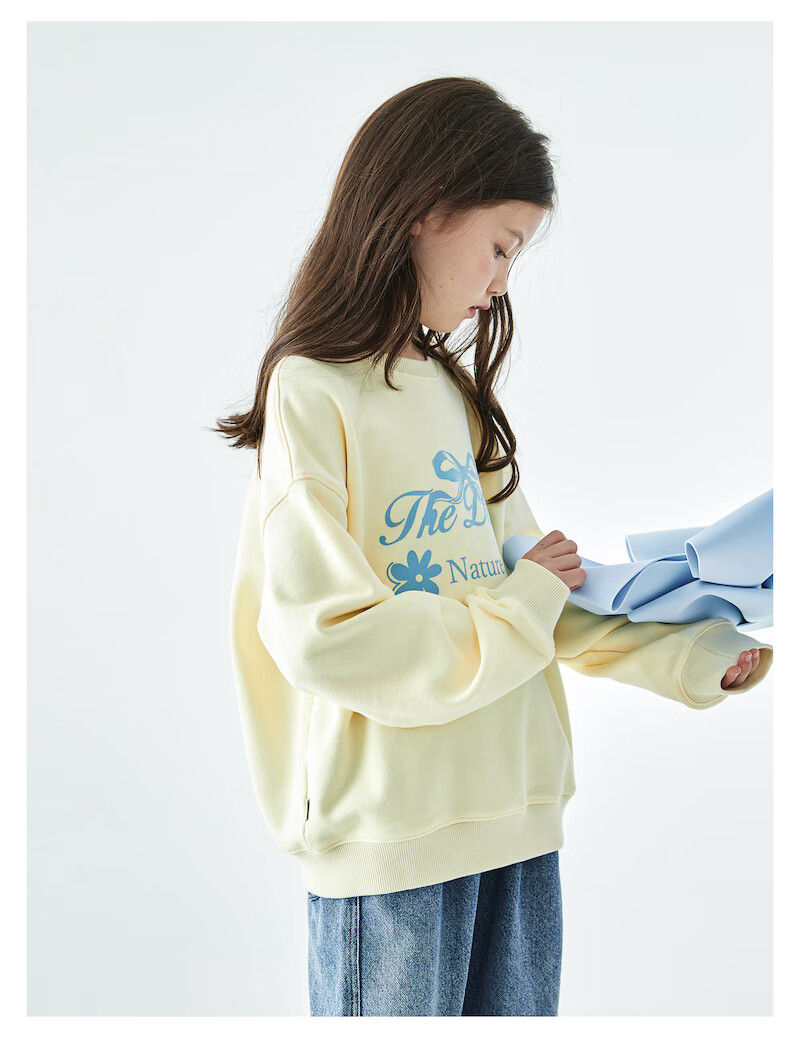 Kechu 2025 Autumn New Parent-Child Collection for Older Girls, Round Neck Sweatshirt with Loose Long Sleeves, Bow Tie Print Top 9