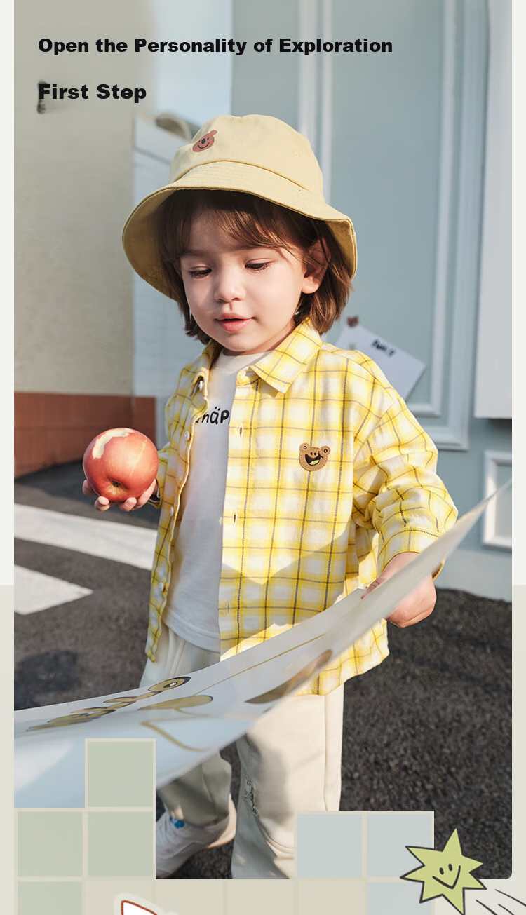 BALABALA Children's Clothing, Baby Long-Sleeve Shirt, Boys' Autumn Plaid Jacket, Ultra-Soft Velvet, Skin-Friendly And Comfortable, 208325102103 2