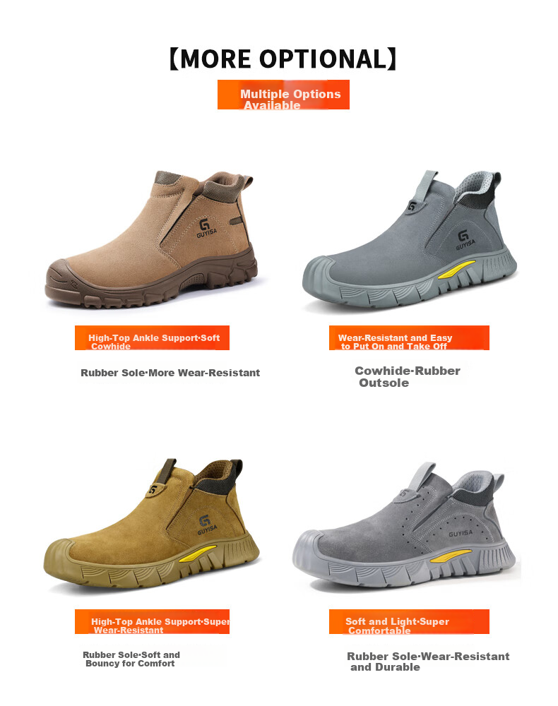 GUYISA Welding Safety Shoes for Men with Steel Toe Cap, Anti-Smashing, Puncture-Resistant, Scald-Proof, Lightweight, Wear-Resistant Work Boots 3005 Size 41 5