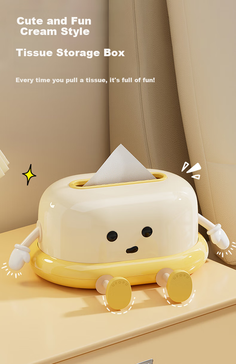 Bingyou Cute Tissue Box, Living Room Home Use, Automatic Lifting And Lowering Tissue Dispenser, Built-In Spring, Smooth Tissue Pulling, Light Luxury 1
