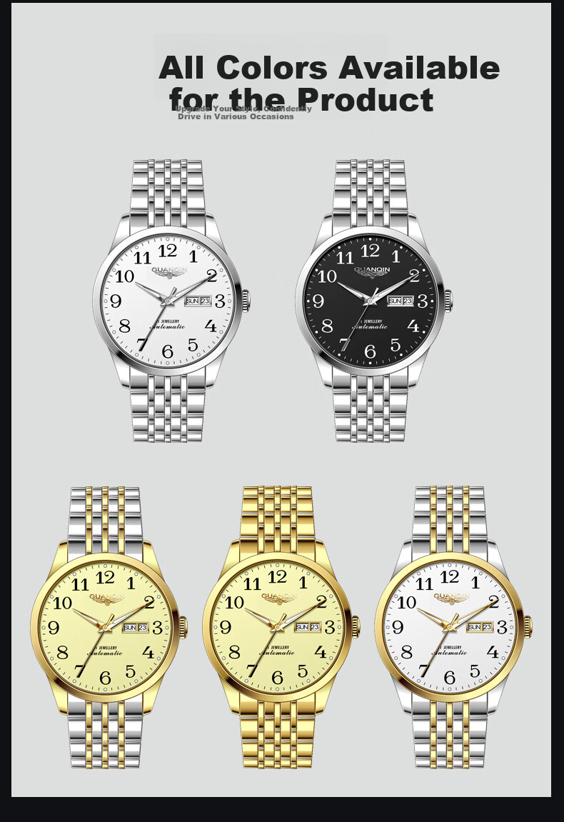 GUANQIN Digital Watch for Middle-Aged And Elderly Men, Mechanical Watch 2026 New Large Dial Waterproof Gift for Dad on Father's Day 10