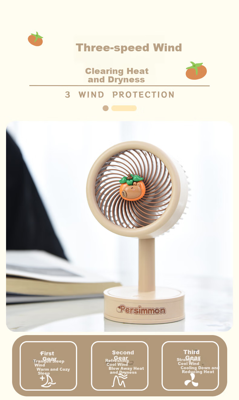 Ouliwen Small Fan for Desktop And Bed, USB Rechargeable, Low Noise, Three-Speed, with Base, Portable, High-Power Electric Fan, for Office And Dormitory, Beibao, Beige, 3C Digital Full Network Low Price 4