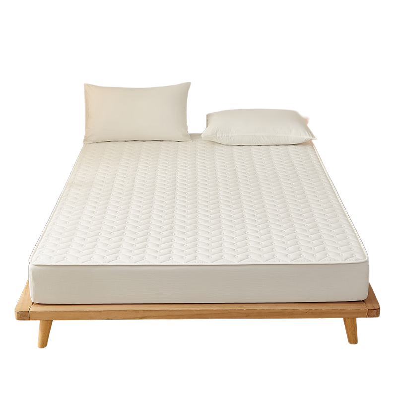 Wuyinliangpin Pure Cotton Quilted Fitted Sheet, Single Piece, Pure Cotton, Double Bed, 1.8 Meters Wide, Bed Cover, Protective Cover, 1.8x2 Meters