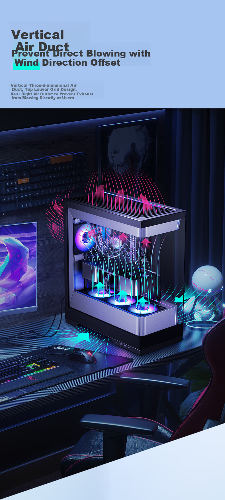 PHANTEKS EVOLV S2 Black Desktop Water-Cooled Computer Case with View Window (20G Type-C/120mm Fans*4/360mm Radiator Support/5090) 12