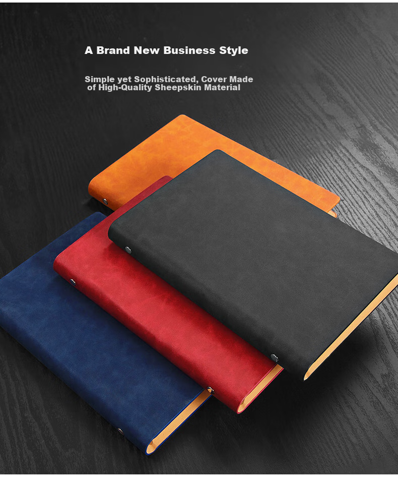 Longe Loose-Leaf Notebook, A5 Size, Business Journal, Meeting Record Book, Detachable Notebook, Stationery, Diary, Customizable Logo, Blue 2
