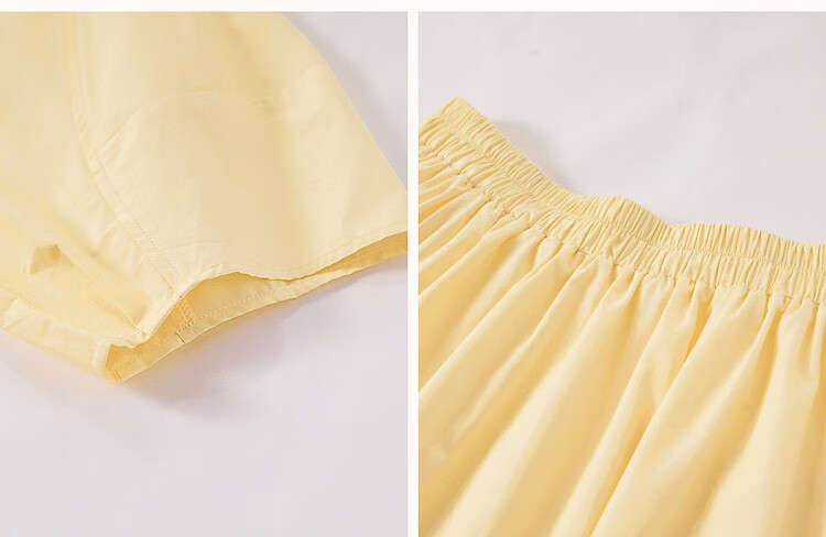 Demana Women's Artist Set Summer High-Quality Pure Cotton Puff Sleeve Top A-Line Slit Skirt Two-Piece Set 4