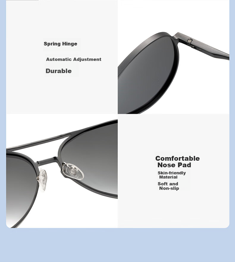 CAXMAN Classic Aviator Sunglasses, Aluminum-Magnesium Polarized Glasses, Toad-Shaped Glasses for Driving, Anti-Glare, Suitable for Men And Wome 10