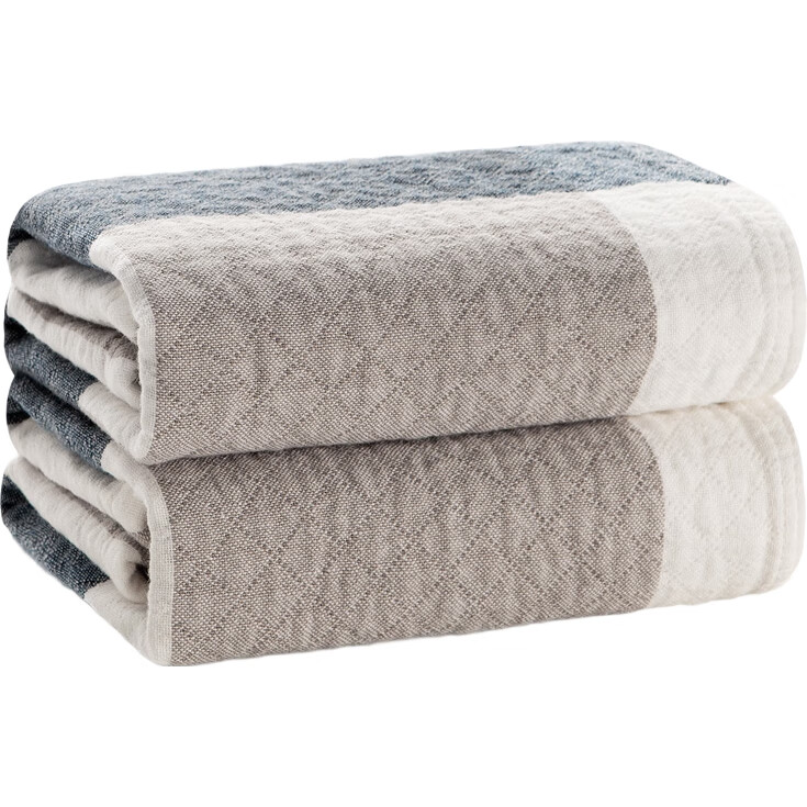 Набор полотенец Grace Home Textiles Gentleman Plaid Pure Cotton Thickened Sweat-Absorbing Large Pillowcase, два полотенца, синий, 80*50см