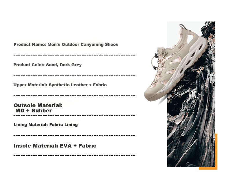 JEEP Men's Water Shoes, Outdoor Amphibious Quick-Drying Wading Shoes, Breathable Comfortable Hiking Shoes, Wear-Resistant Non-Slip Mountaineering Boots 17