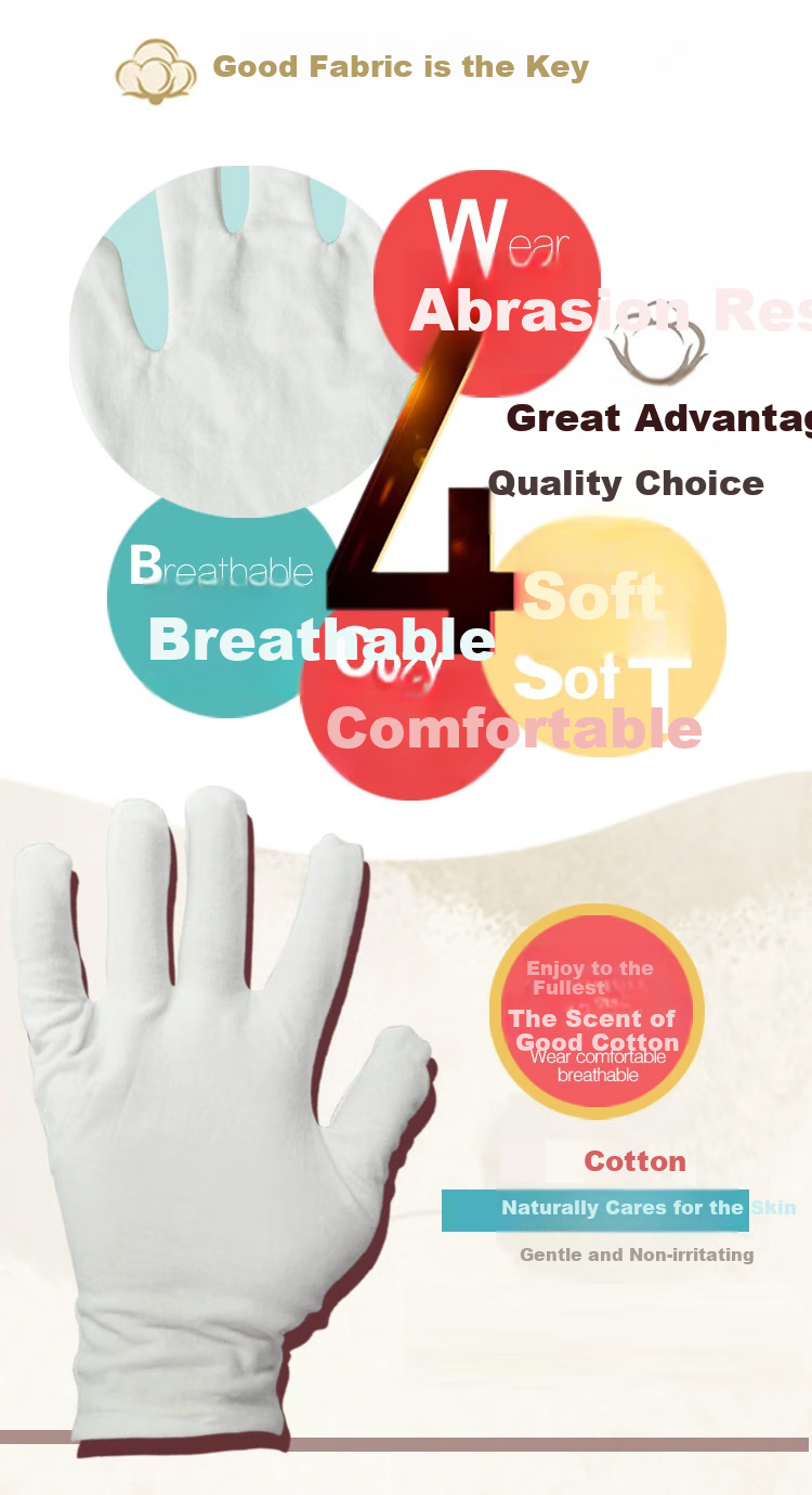 Minggu White Cotton Gloves for Ceremonial Use And Labor Protection, Pure Cotton White Gloves, 6 Pairs/Pack 4