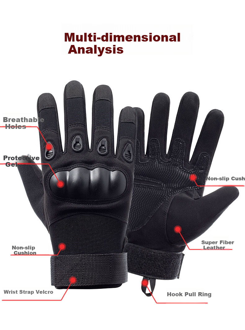 BIKEBROS Motorcycle Tactical Gloves, Men's Outdoor Combat Full-Finger Gloves, Training Non-Slip Riding Equipment, Black XL 3