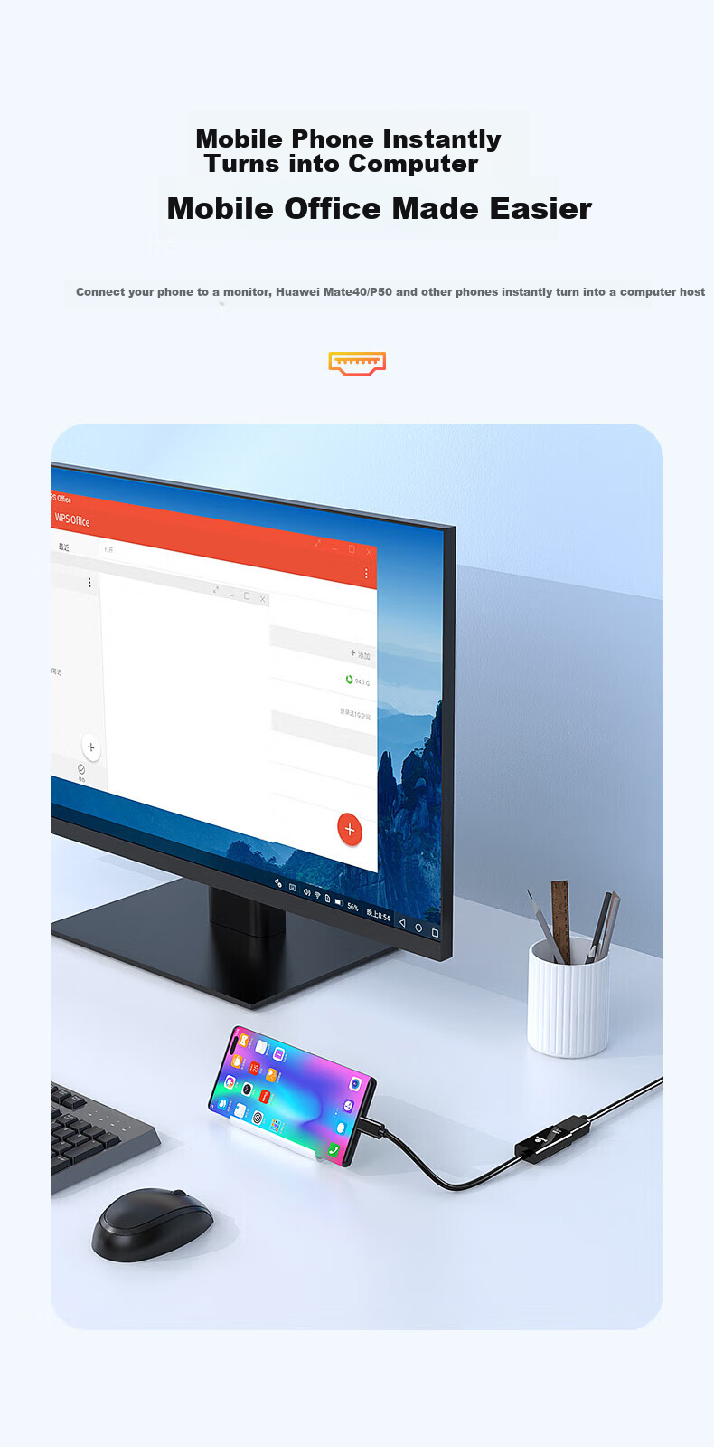 BIAZE Type-C to HDMI Adapter USB-C Thunderbolt 345 to 4K Screen Mirroring Compatible with Apple 17 MacBook IPad Huawei Phone Projection P75 Black 5