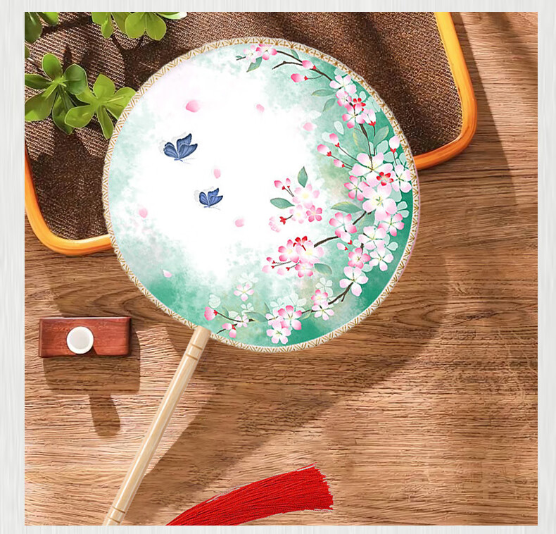 Domeiyi Ancient Style Round Fan Birthday Gift Chinese Han Style Photo Dance Fan - Miaoyu Single-Sided Print 4