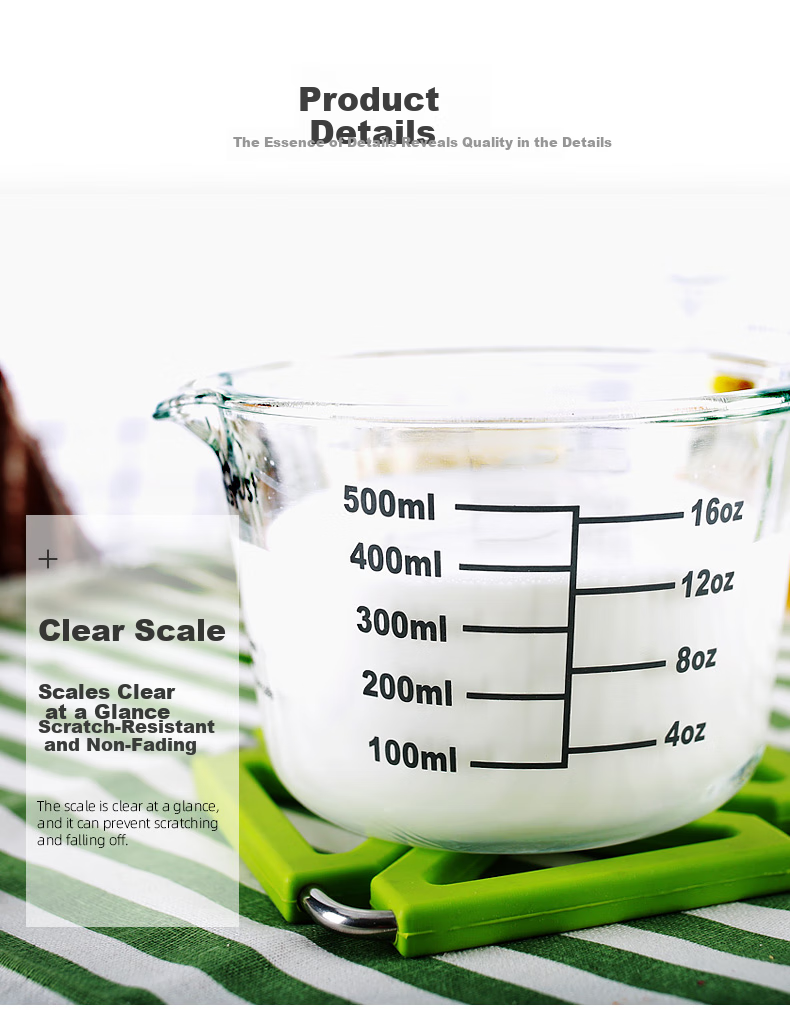 Chuangde Milk Cup, Heat-Resistant Glass Cup, Microwave-Safe Measuring Cup for Home Use And Children's Breakfast, with Scale, 500ml 6