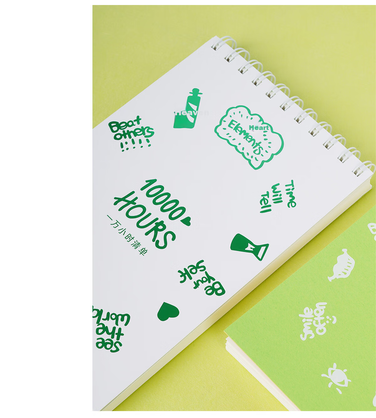 Chenzao Ultra Self-Green Series, One Million Hours Checklist A5 Spiral Notebook, Study Planner, 10000 Hours Daily Check-In Notebook, 100 Pages - Gree 6