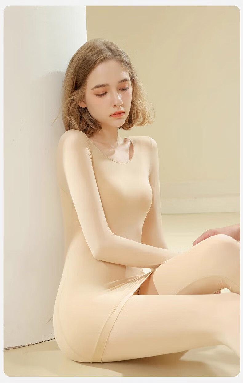 LangSha Women's Thermal Underwear Set Seamless Slim Fit Base Layer Thin Autumn Winter 1