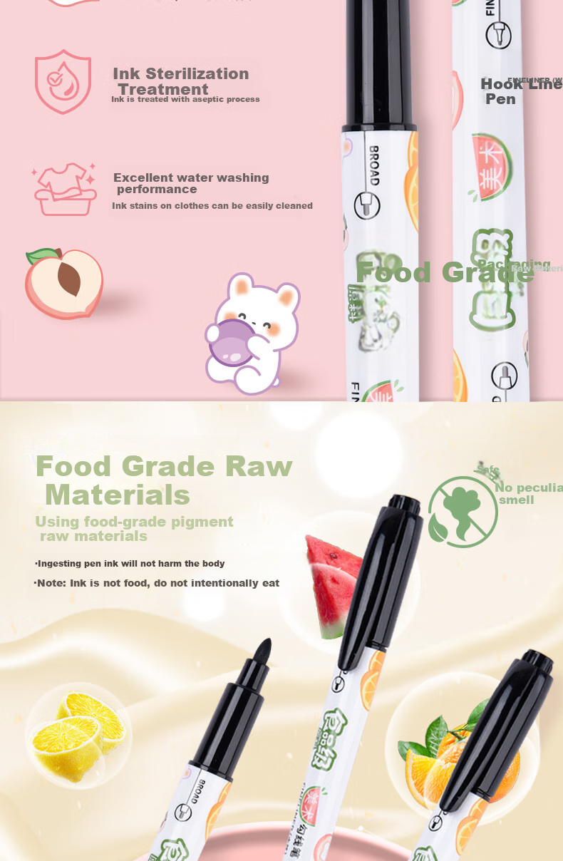 Genvana [12 Washable] Black Water-Based Dual-Tip Marker Pens for Drawing, Outlining, Meetings, Signing, Art Students, Odorless G-09820 4