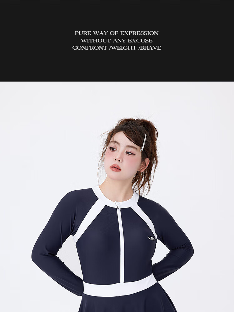 Agliondy Long-Sleeve Swimsuit for Women, Plus Size, Slimming, Conservative, One-Piece, Suitable for Beach Vacation, Swimming Pool And Sports Activities 1
