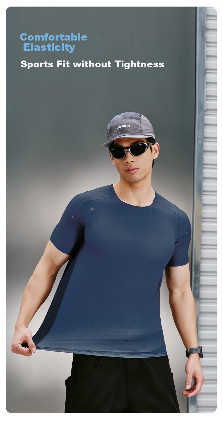 JD Original Summer Men's Breathable Sports Short-Sleeve Sweat-Wicking Quick-Dry Running Outdoor T-Shirt, Black, Size S 11