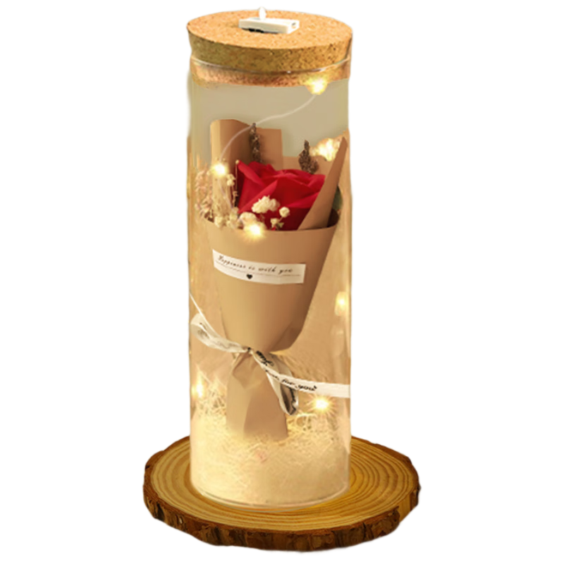Abaoli Girlfriend Birthday Gift for Wife, Creative Jewelry Wish Bottle, Rose Bouquet, Practical Eternal Flowers for Valentine's Day