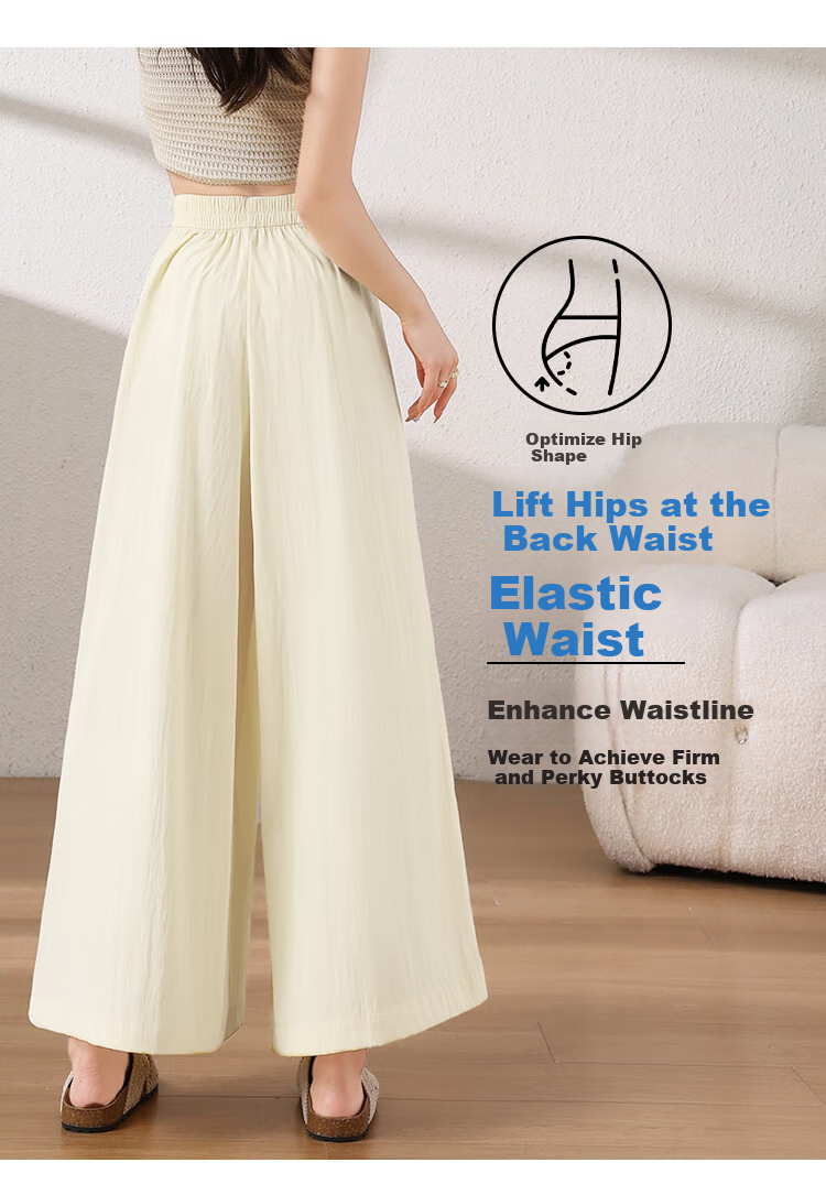 XUEXIMAN Women's Lightweight High-Waisted Straight-Leg Casual Quick-Dry Wide-Leg Pants with Skirt, Summer 2026 New Style, Ice Silk Fabric 9