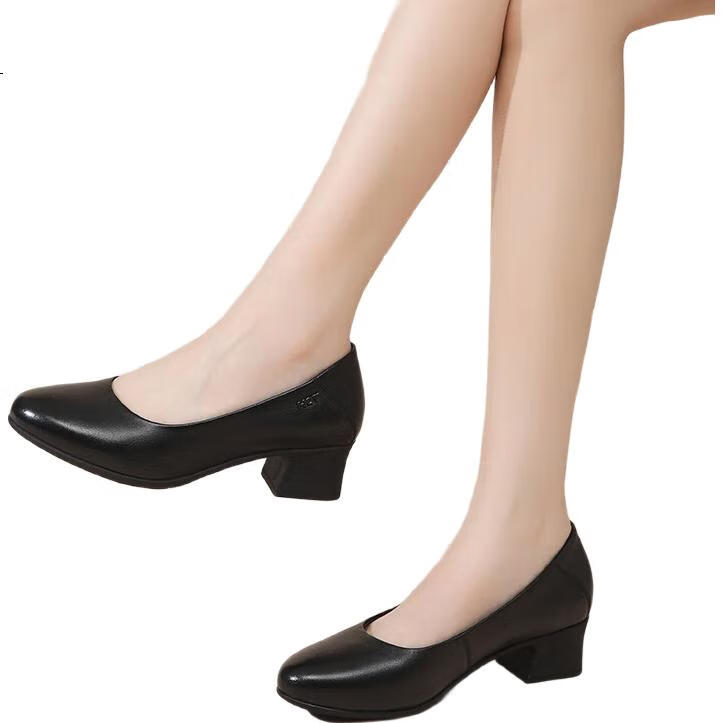 RED DRAGONFLY Women's Low Heel Slip-On Leather Pumps WTB246881 Black Size 39
