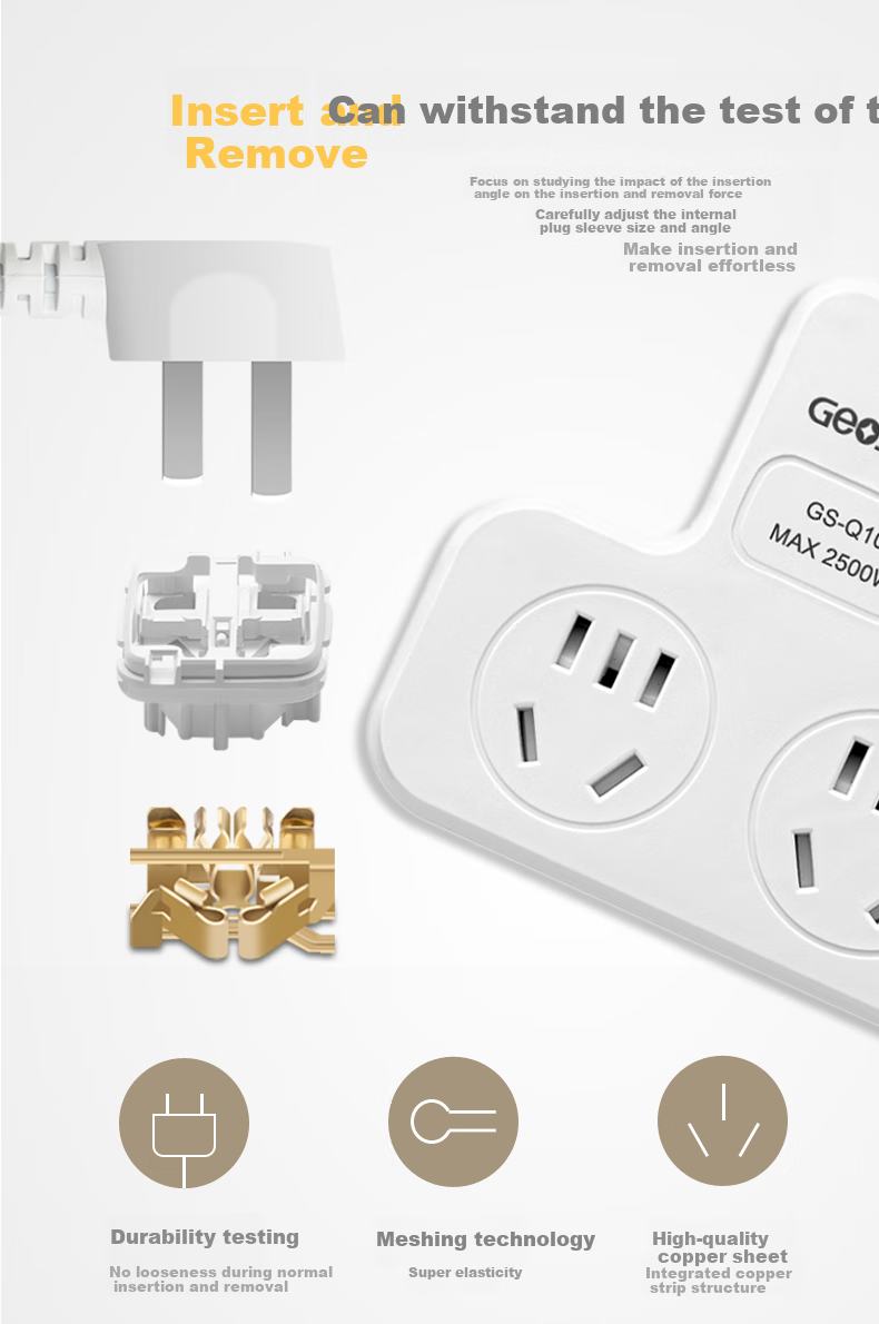 JS JISHUN Socket Extender, College Dormitory Power Strip Adapter, One-To Converter Plug, Multi-Outlet Power Strip 5