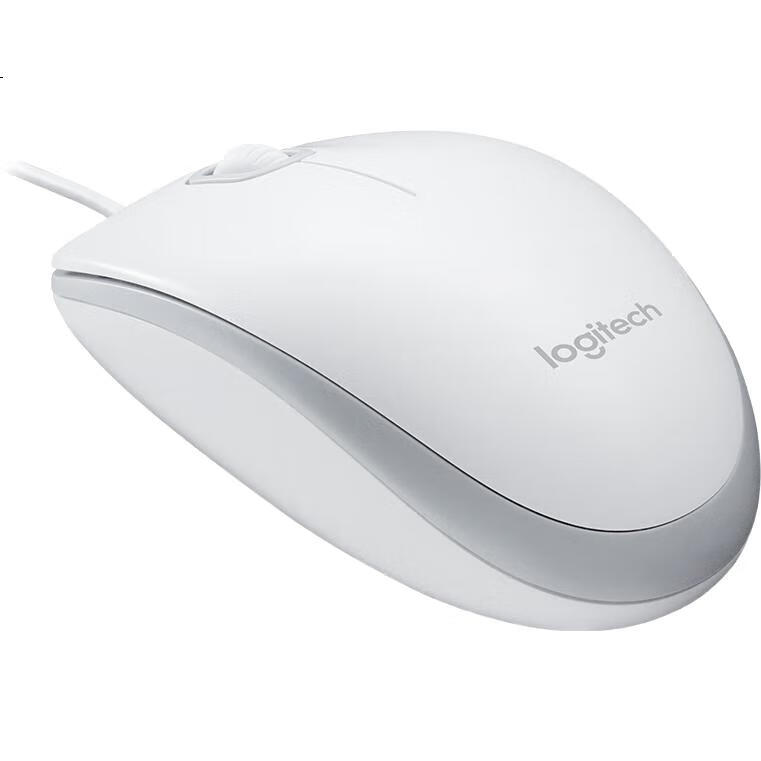 Проводная мышь Logitech M100r, белая, для офиса, симметричная, для большой руки