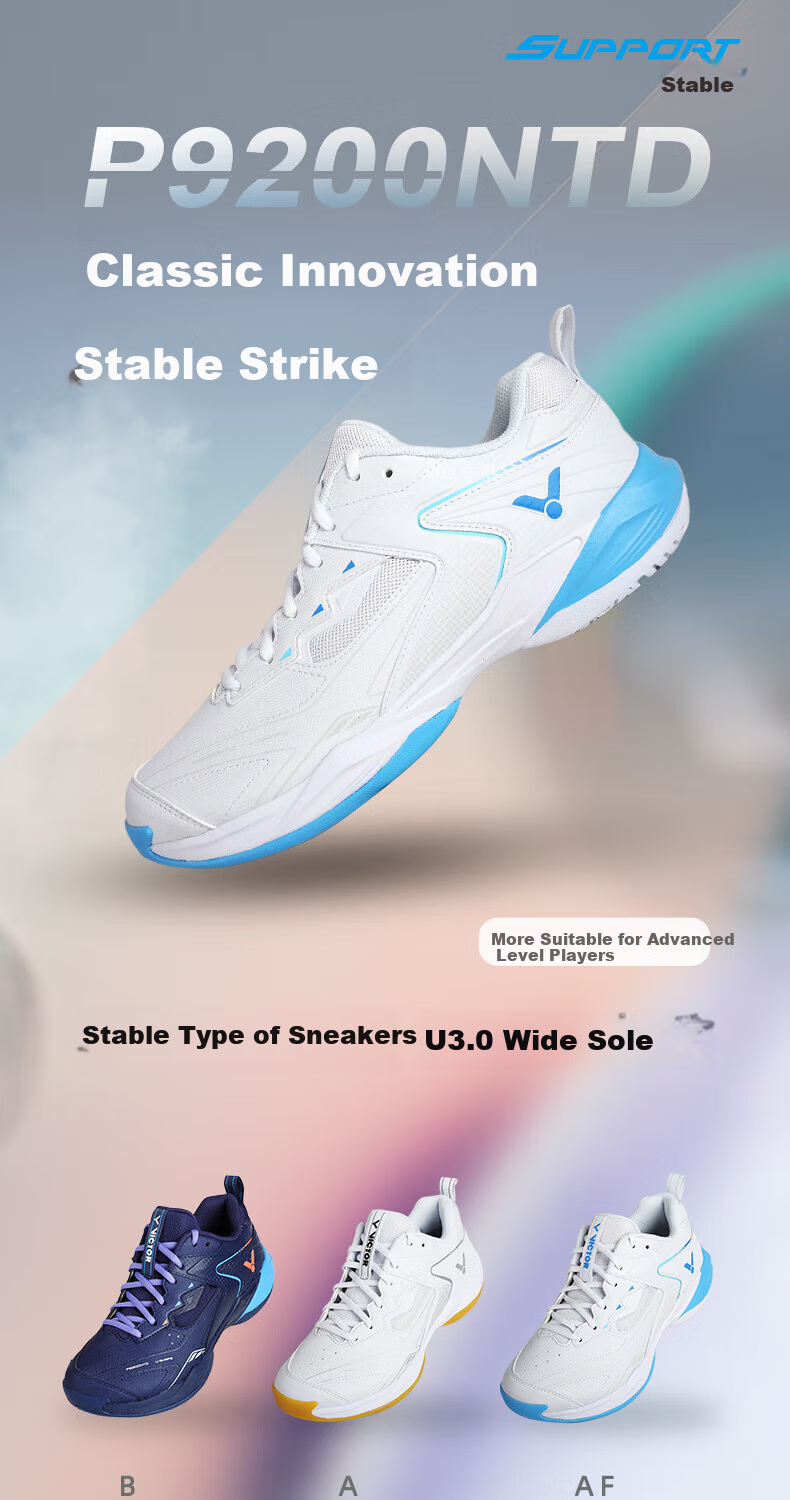 VICTOR Victor Badminton Shoes Shock Absorption Breathable Sports Shoes P9200NTD White/Feather Blue Size 43 1